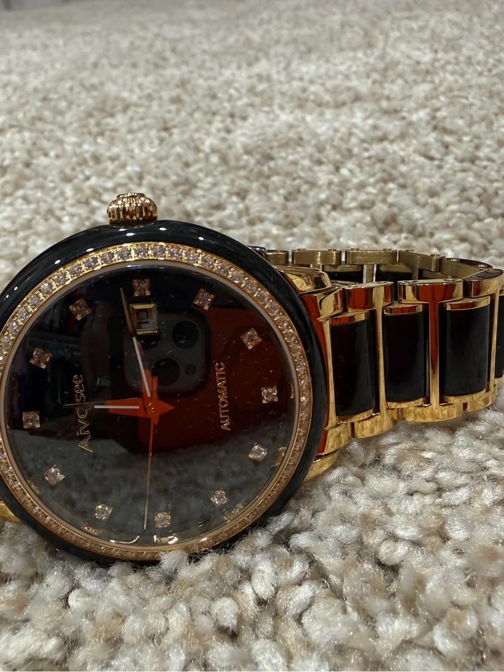Men's Gold and Black Automatic Dress Watch